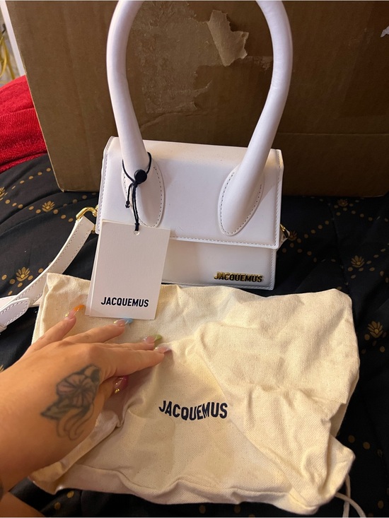 Jacquemus Handbags - Jacquemus White Le Chiquito Mini Top-Handle Bag with Gold Logo